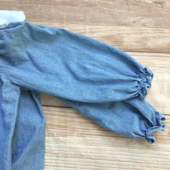 Nursery Rhyme Full Circle Dress Girls 4T Wide Collar Blue Chambray Cottage 1990s - Picture 8 of 10